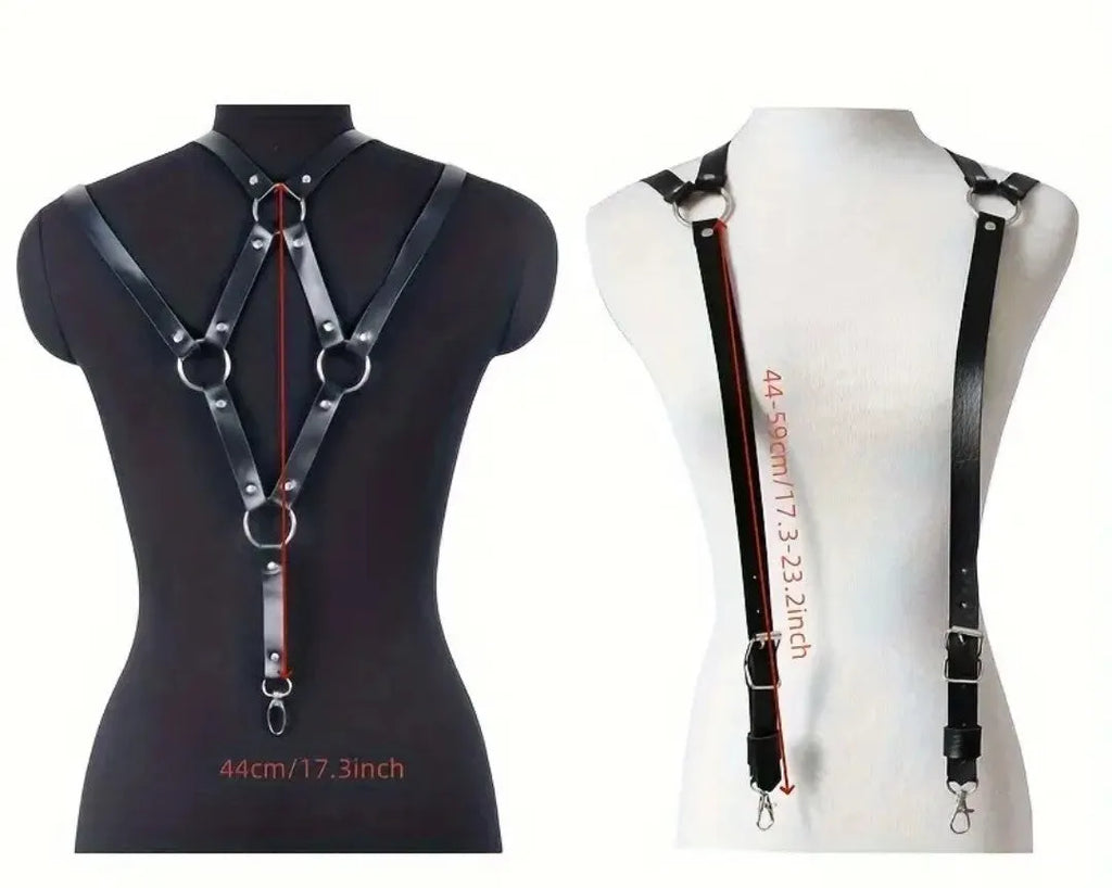 "STLW" Leather Diamond Back Suspenders