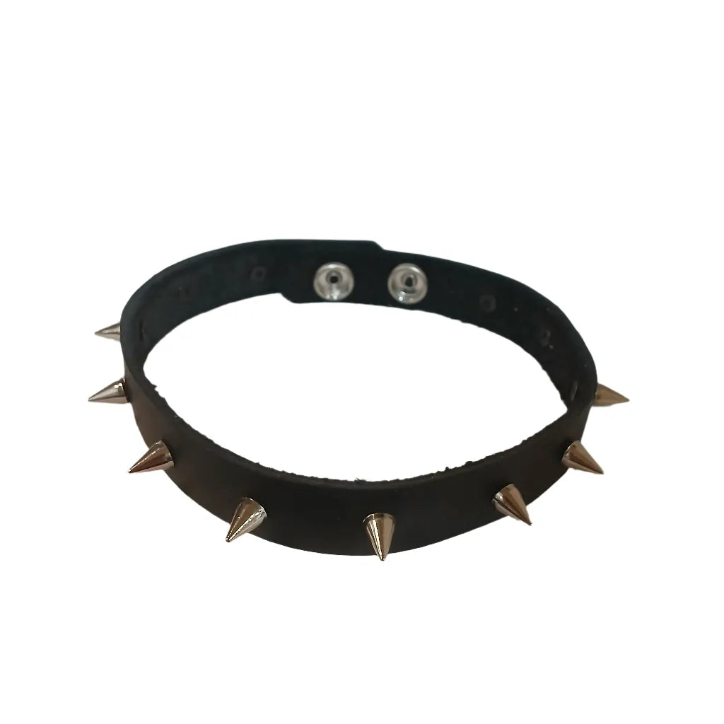 STLW 3/4" Leather Chrome Stud Collar 10mm (12)