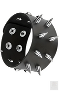 (IMP) Wide Short Spiked Faux Leather Wristband