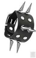 (IMP) Wide Stud/Spiked Faux Leather Wristband