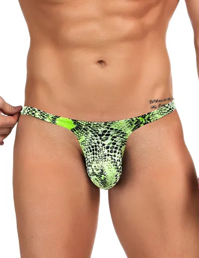 Green Snakeskin Pattern Sexy Men's Thong