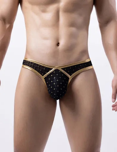 Gold Sexy Leather Underwear for Man