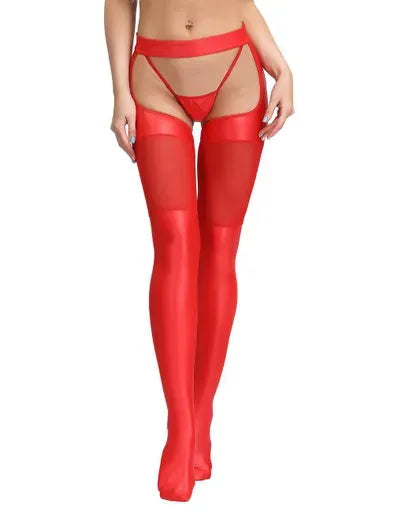 Black Sexy Faux Leather Stockings