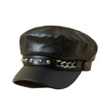 Vintage Faux Leather Newsboy Style Hat
